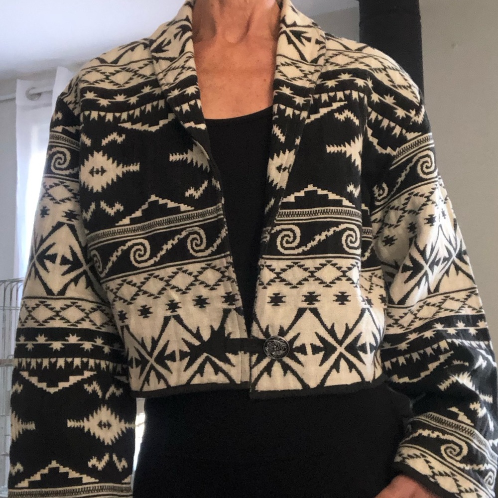 Flashback BOHO Aztec, thick 100% cotton cropped blazer